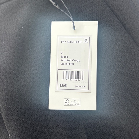 Theory Black Slim Crop Pants NWT - Picture 7 of 7